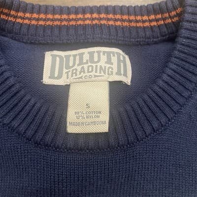 Duluth Trading Co Sweater Men’s Size Sm Navy With Stripes Heavy Cotton - Thumbnail 3