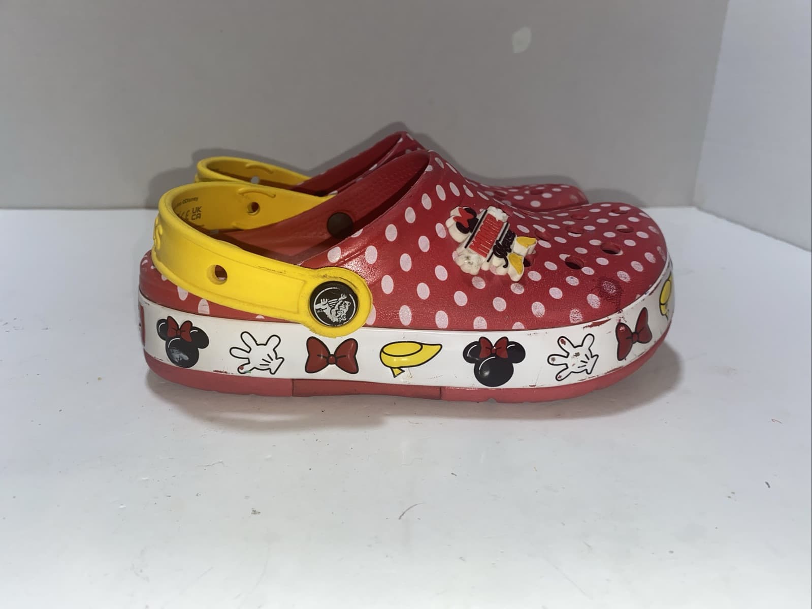 Crocs Disney Parks Minnie Mouse Kids Crocband Red Clogs Junior Size 1 - Thumbnail 4