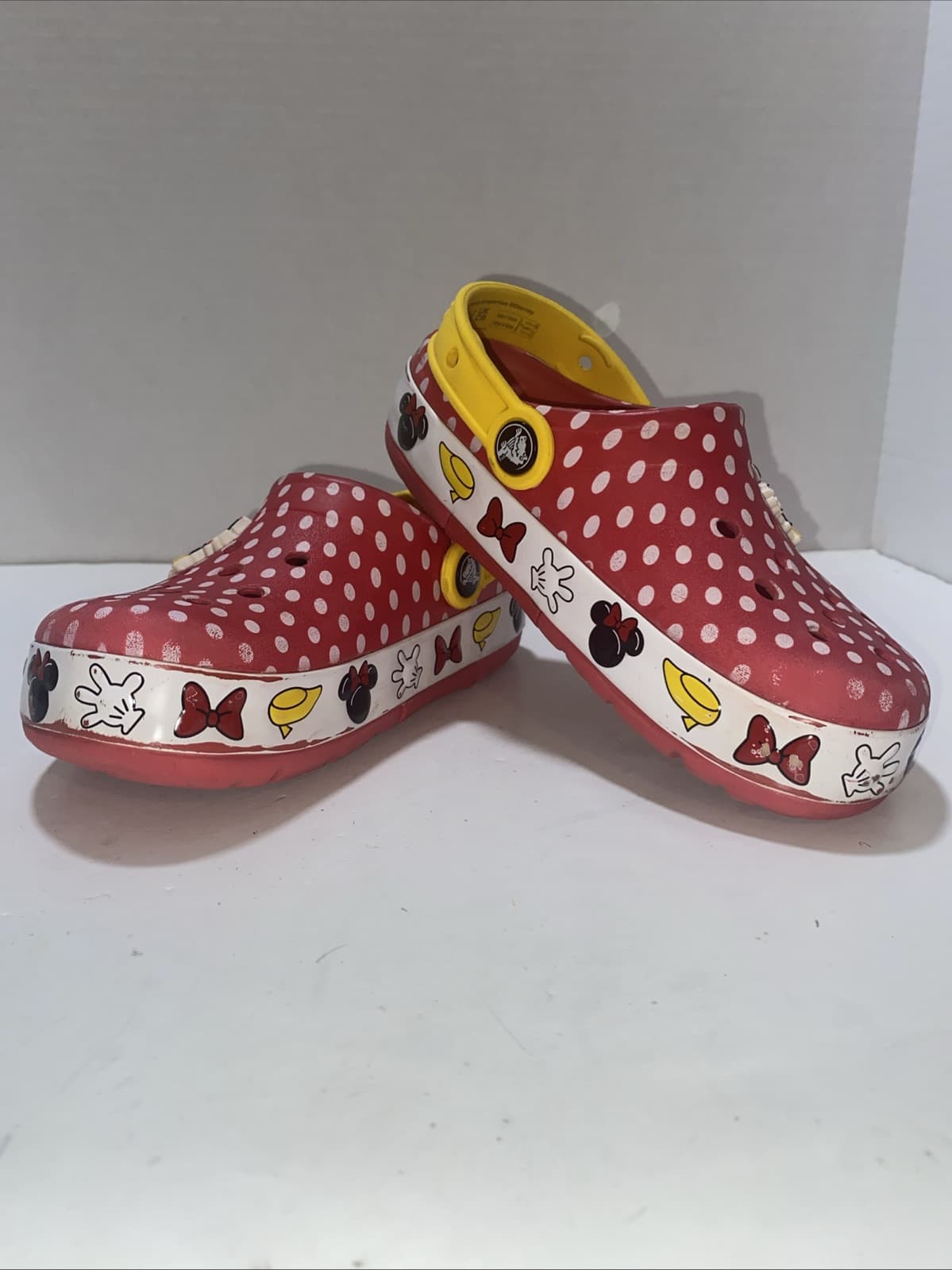Crocs Disney Parks Minnie Mouse Kids Crocband Red Clogs Junior Size 1 - Thumbnail 2