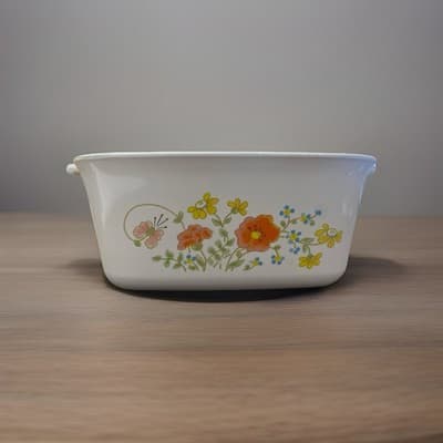 Vintage Corning Ware Wildflower 1.5 QT Square Casserole Dish A-1 1/2- B Microwav