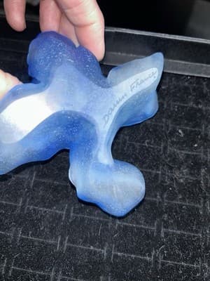 Daum Glass Blue Iris Paperweight Made In France Rare Vintage Collectors - Thumbnail 5
