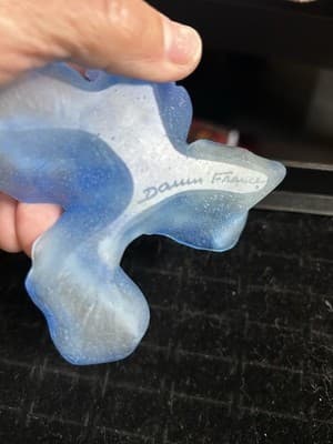 Daum Glass Blue Iris Paperweight Made In France Rare Vintage Collectors - Thumbnail 8