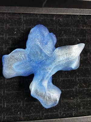 Daum Glass Blue Iris Paperweight Made In France Rare Vintage Collectors - Thumbnail 7