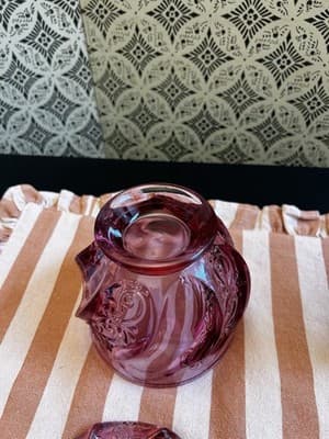 Vintage 1980s Fenton Dusty Rose Paisley Candy Dish/Trinket/Tea Light Holder - Thumbnail 4