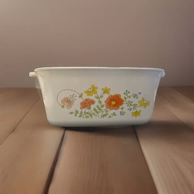 Vintage Corning Ware Wildflower 1.5 QT Square Casserole Dish A-1 1/2- B Microwav - Thumbnail 3