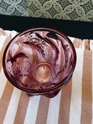 Vintage 1980s Fenton Dusty Rose Paisley Candy Dish/Trinket/Tea Light Holder - Thumbnail 6