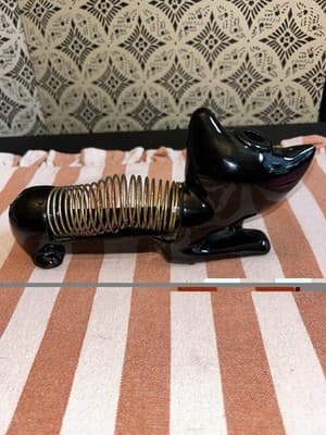 Vintage Black Cat Ceramic Letter Bill Holder Spring Pen/Pencil MCM - Thumbnail 3