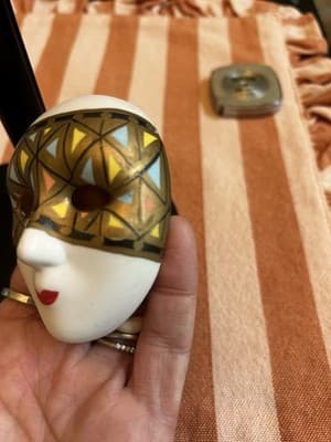 Ceramic Wall Mask Multicolor Art Deco Hanging Face Figurine 3.25” Vintage - Thumbnail 4