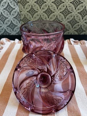 Vintage 1980s Fenton Dusty Rose Paisley Candy Dish/Trinket/Tea Light Holder - Thumbnail 5