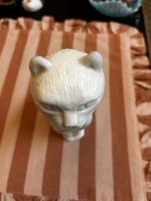 Empoli Art Glass 7" Milk Glass Cat Kitten DECANTER Stopper Bottle - Thumbnail 2
