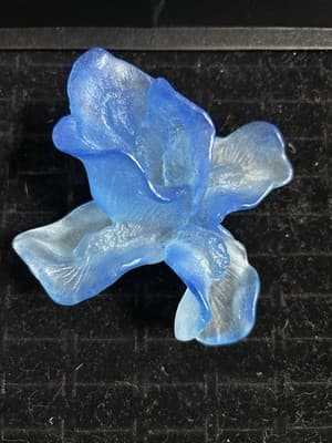 Daum Glass Blue Iris Paperweight Made In France Rare Vintage Collectors - Thumbnail 6