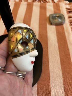 Ceramic Wall Mask Multicolor Art Deco Hanging Face Figurine 3.25” Vintage - Thumbnail 5