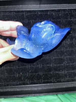 Daum Glass Blue Iris Paperweight Made In France Rare Vintage Collectors - Thumbnail 2