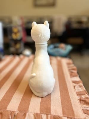 Empoli Art Glass 7" Milk Glass Cat Kitten DECANTER Stopper Bottle - Thumbnail 3