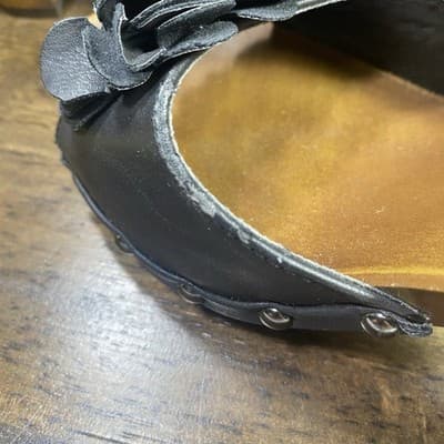 Black Vegan Leather Mule Slide In Heels Dolly Parton Style Retro 80s - Thumbnail 10