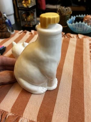 Empoli Art Glass 7" Milk Glass Cat Kitten DECANTER Stopper Bottle - Thumbnail 7