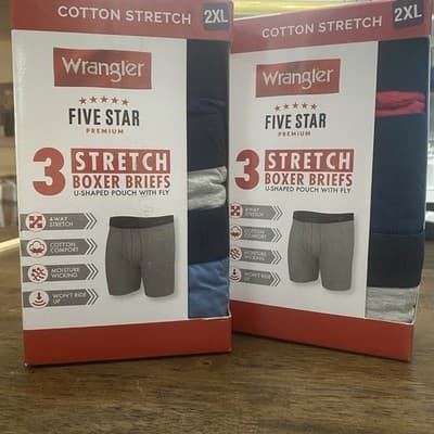 Wrangler Stretch Boxer Briefs 2XL Lot Of 2 Boxes 6 Pair New In Box - Thumbnail 3