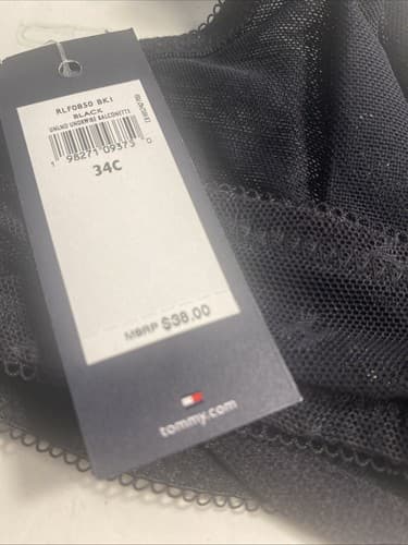 Bra Black Mesh & Lace Tommy Hilfiger Underwire Balconette 34C lingerie Sexy - Thumbnail 4