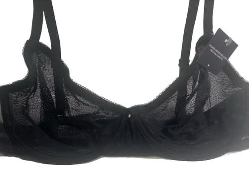 Bra Black Mesh & Lace Tommy Hilfiger Underwire Balconette 34C lingerie Sexy - Thumbnail 6