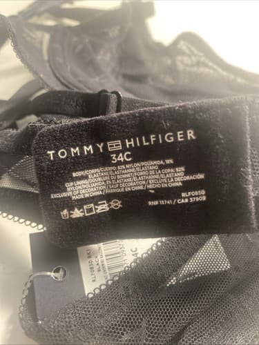 Bra Black Mesh & Lace Tommy Hilfiger Underwire Balconette 34C lingerie Sexy - Thumbnail 5