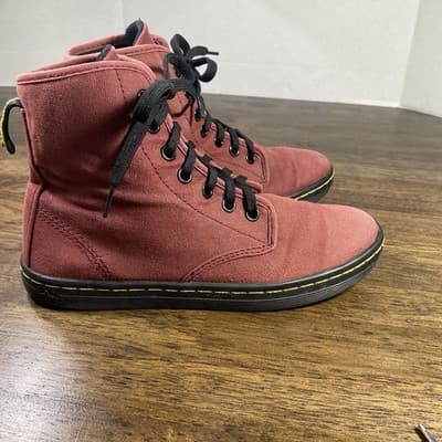 Doc Dr. Martens Shoreditch Oxblood Canvas Boots Streetwear Goth Grunge Size 6 - Thumbnail 6