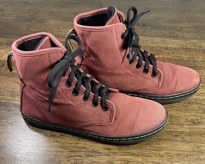 Doc Dr. Martens Shoreditch Oxblood Canvas Boots Streetwear Goth Grunge Size 6 - Thumbnail 4