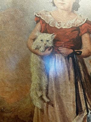 Jane Freeman Girl with Cat Print, Photo Picture Mirror Art Frame Vintage - Thumbnail 5