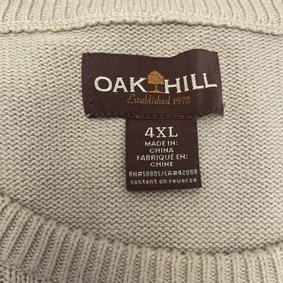 Oak Hill Mens Beige Cotton Sweater 4XL Classic - Thumbnail 4