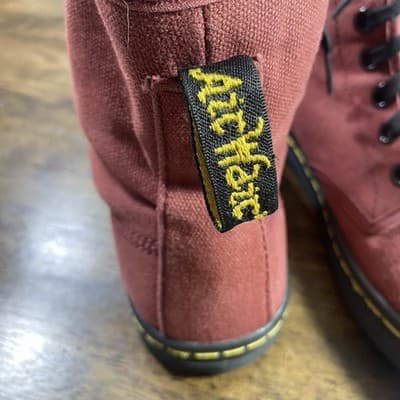 Doc Dr. Martens Shoreditch Oxblood Canvas Boots Streetwear Goth Grunge Size 6 - Thumbnail 11
