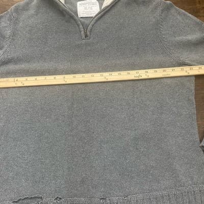 Arepostale Thrashed Sweater Gray 3/4 Zip Grunge Distressed - Thumbnail 8