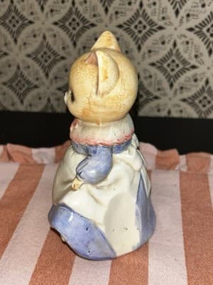 RARE VTG TAKAHASHI KITTY CAT WEARING DRESS COLLER BOW CERAMIC FIGURINE- JAPAN - Thumbnail 5