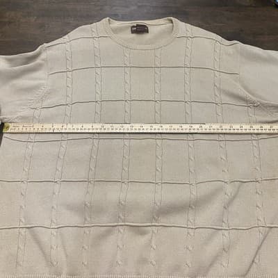 Oak Hill Mens Beige Cotton Sweater 4XL Classic - Thumbnail 5