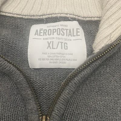Arepostale Thrashed Sweater Gray 3/4 Zip Grunge Distressed - Thumbnail 4