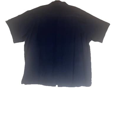 Vacation Old Money Coastal Casual Caribbean Silk Shirt Mens 3XT Navy - Thumbnail 2