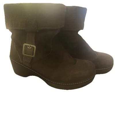 Crocs Cobbler Suede Leather Ankle Pull On Boots Women sz 8 Festival - Thumbnail 2