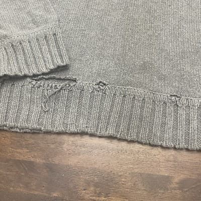 Arepostale Thrashed Sweater Gray 3/4 Zip Grunge Distressed - Thumbnail 6
