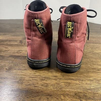 Doc Dr. Martens Shoreditch Oxblood Canvas Boots Streetwear Goth Grunge Size 6 - Thumbnail 5