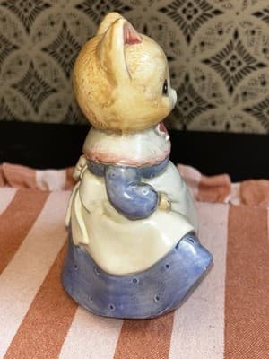 RARE VTG TAKAHASHI KITTY CAT WEARING DRESS COLLER BOW CERAMIC FIGURINE- JAPAN - Thumbnail 4