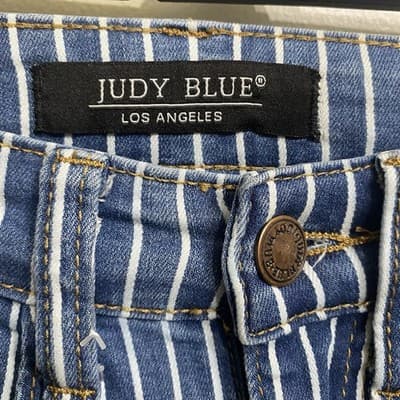Judy Blue Jeans Womens 7/28 White Stripe High Waist Super Flare Bell Bottom - Thumbnail 5