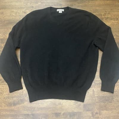 Daniel Cremieux Signature 100%Cashmere Black V-Neck Sweater Mens XL