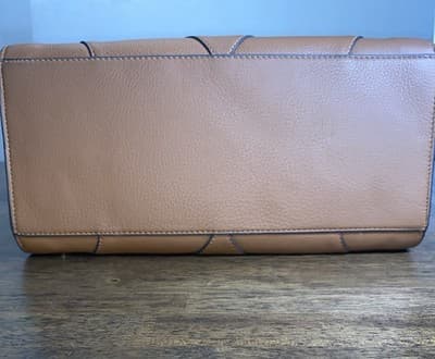 Vince Camuto Blaza Satchel Pebbled Leather Bag Top Handles Full Zip Color Brandy - Thumbnail 8