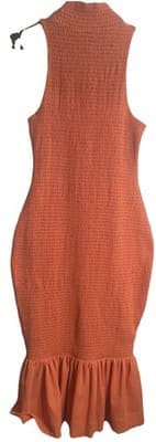Anthropologie Smocked Mock Neck Dress Sleeveless Ruffle Hem Bodycon Small - Thumbnail 2