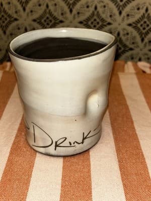 ZPOTS Cup Handmade, Clay, Quote A Cup of Love Drink It, Stamped - Thumbnail 3