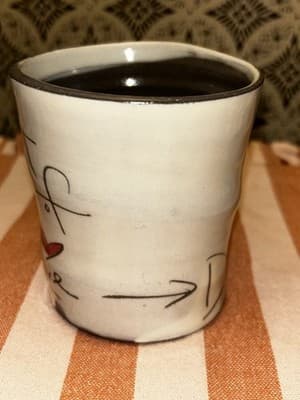 ZPOTS Cup Handmade, Clay, Quote A Cup of Love Drink It, Stamped - Thumbnail 2