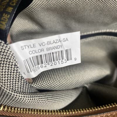 Vince Camuto Blaza Satchel Pebbled Leather Bag Top Handles Full Zip Color Brandy - Thumbnail 7
