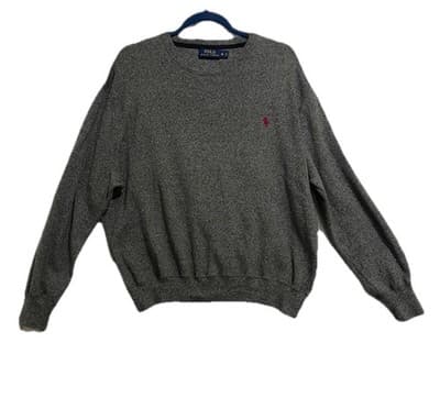 Vintage Polo Ralph Lauren Gray Knit Crewneck Pullover Sweater 100% Cotton XL