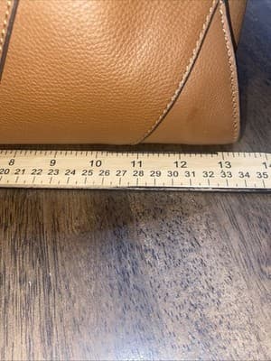 Vince Camuto Blaza Satchel Pebbled Leather Bag Top Handles Full Zip Color Brandy - Thumbnail 10