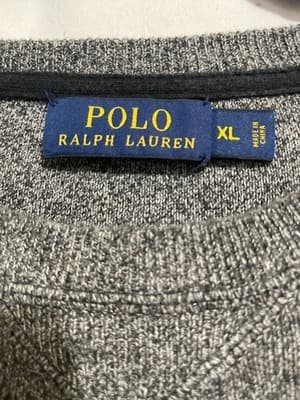 Vintage Polo Ralph Lauren Gray Knit Crewneck Pullover Sweater 100% Cotton XL - Thumbnail 2