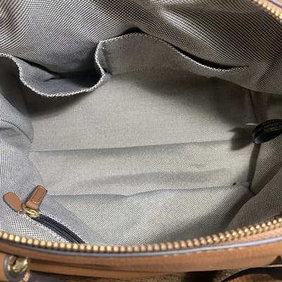 Vince Camuto Blaza Satchel Pebbled Leather Bag Top Handles Full Zip Color Brandy - Thumbnail 5