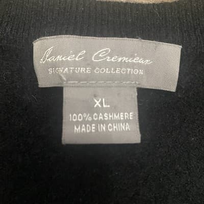 Daniel Cremieux Signature 100%Cashmere Black V-Neck Sweater Mens XL - Thumbnail 7